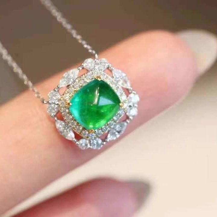 14k Gold 2.26 Ctw Natural Emerald & Diamond Necklace - 3