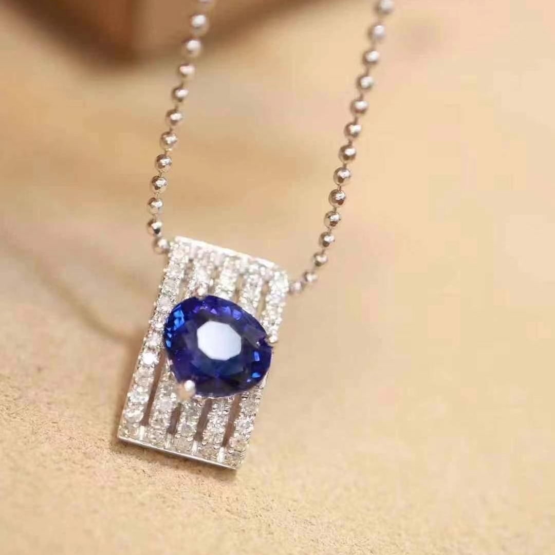 14k Gold 1.45 Ctw Natural Sapphire & Diamond Pendant( Without Chain ): Ref:230949162 // gold content:14k gold // main gemstone:sapphire // shape:other // carat weight:1. 31ct // color:blue // treatment:natural // // adjacent gemstone 2 : diamond // shape:round //