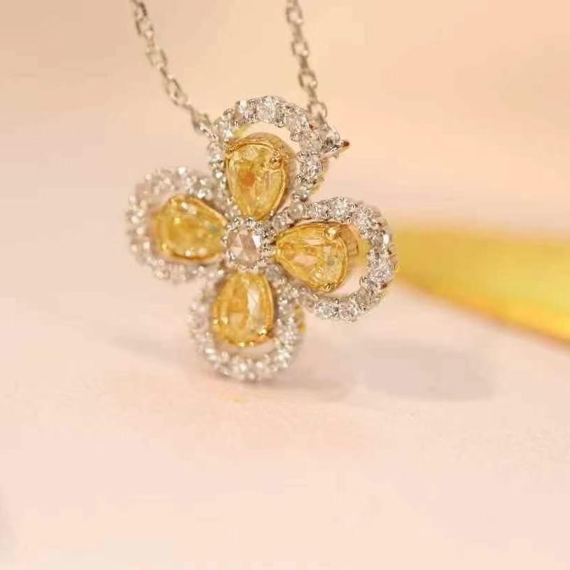 14k Gold 1.12 Ct Natural Color Diamond Necklace - 3