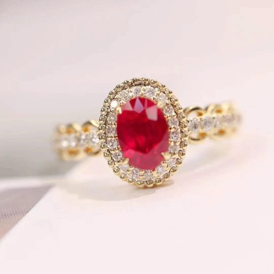 14k Gold 1.11 Ctw Natural Ruby & Diamond Ring - 2