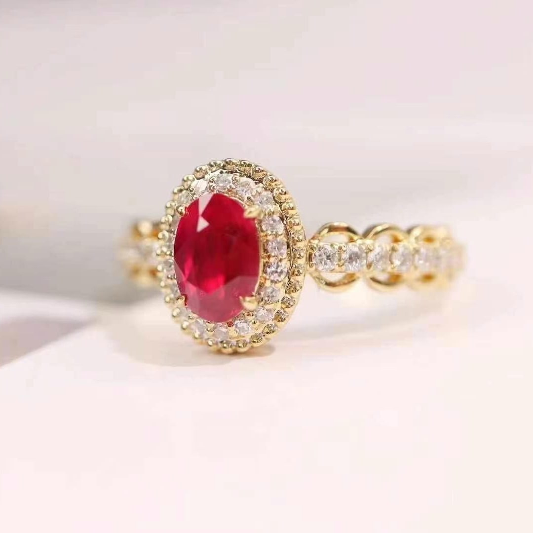 14k Gold 1.11 Ctw Natural Ruby & Diamond Ring - 6