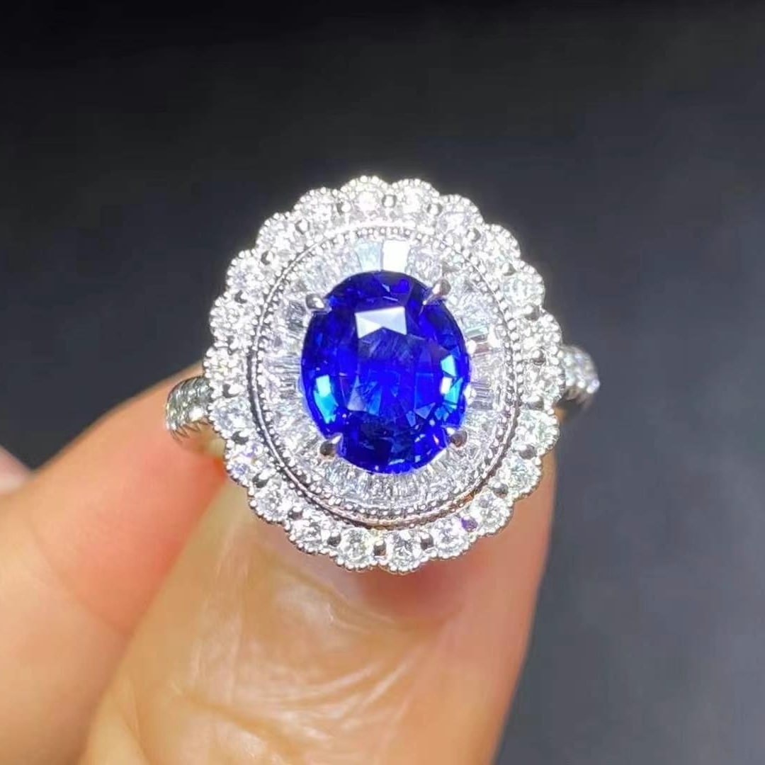 14k Gold 2.91 Ctw Natural Sapphire & Diamond Ring/pendant( Without Chain ) - 2