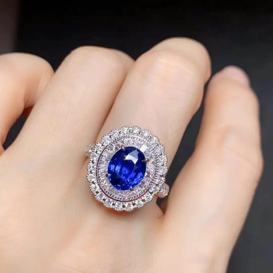 14k Gold 2.91 Ctw Natural Sapphire & Diamond Ring/pendant( Without Chain ) - 3