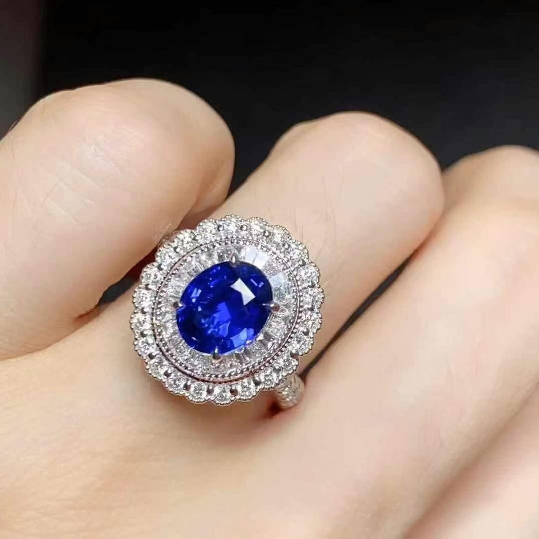 14k Gold 2.91 Ctw Natural Sapphire & Diamond Ring/pendant( Without Chain ) - 4