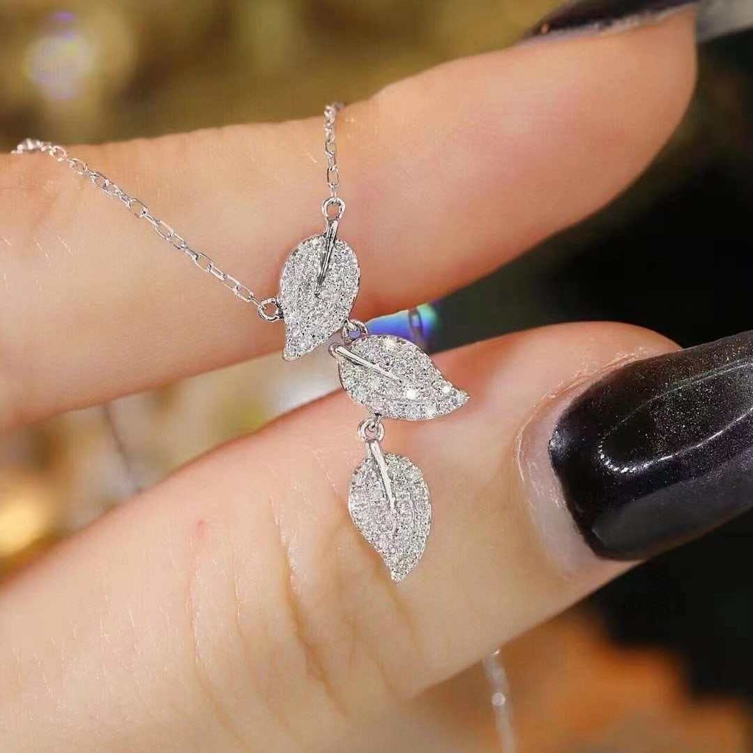 14k Gold 0.2 Ct Natural H Diamond Necklace - 2