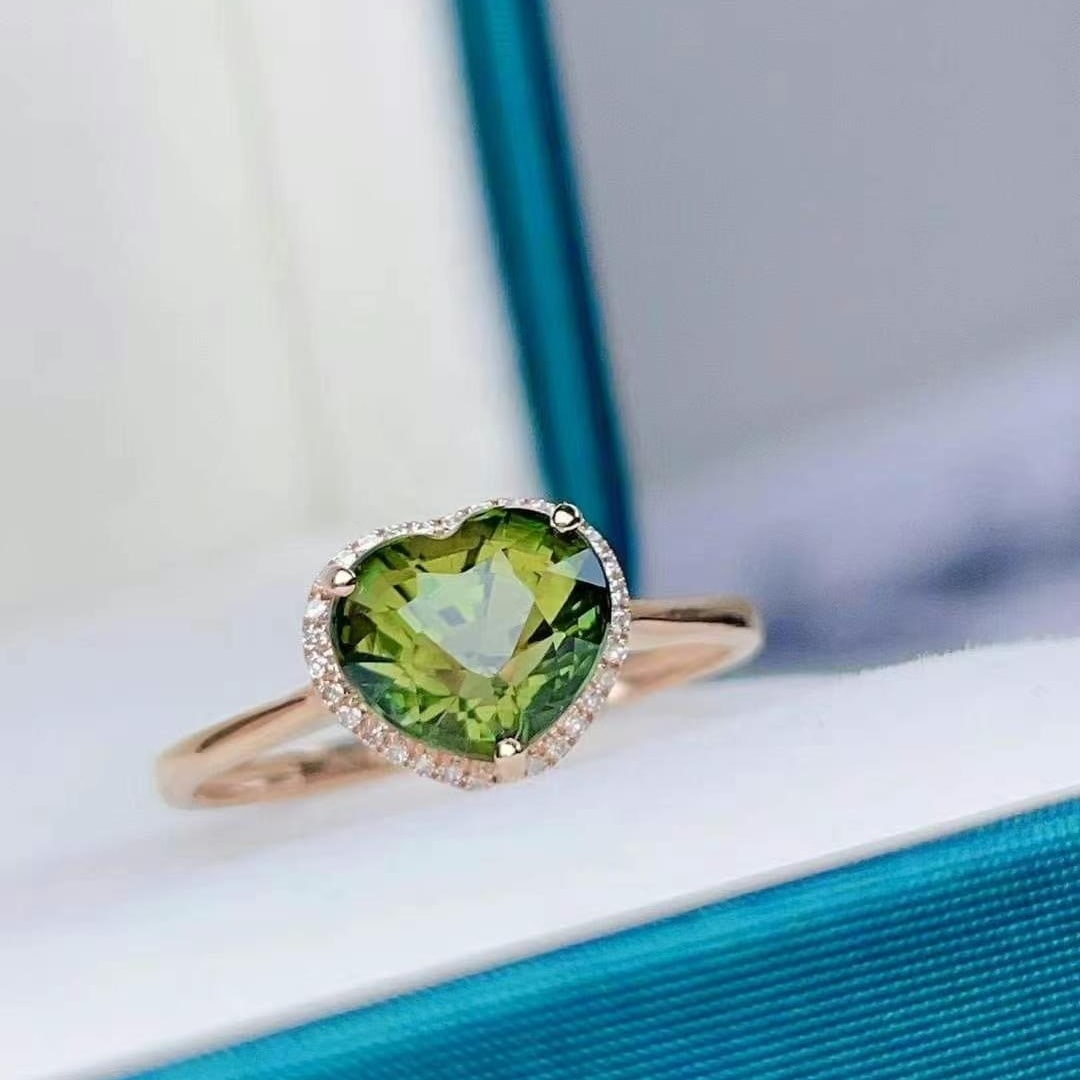 14k Gold 1.78 Ct Natural Tourmaline & Diamond Ring - 2