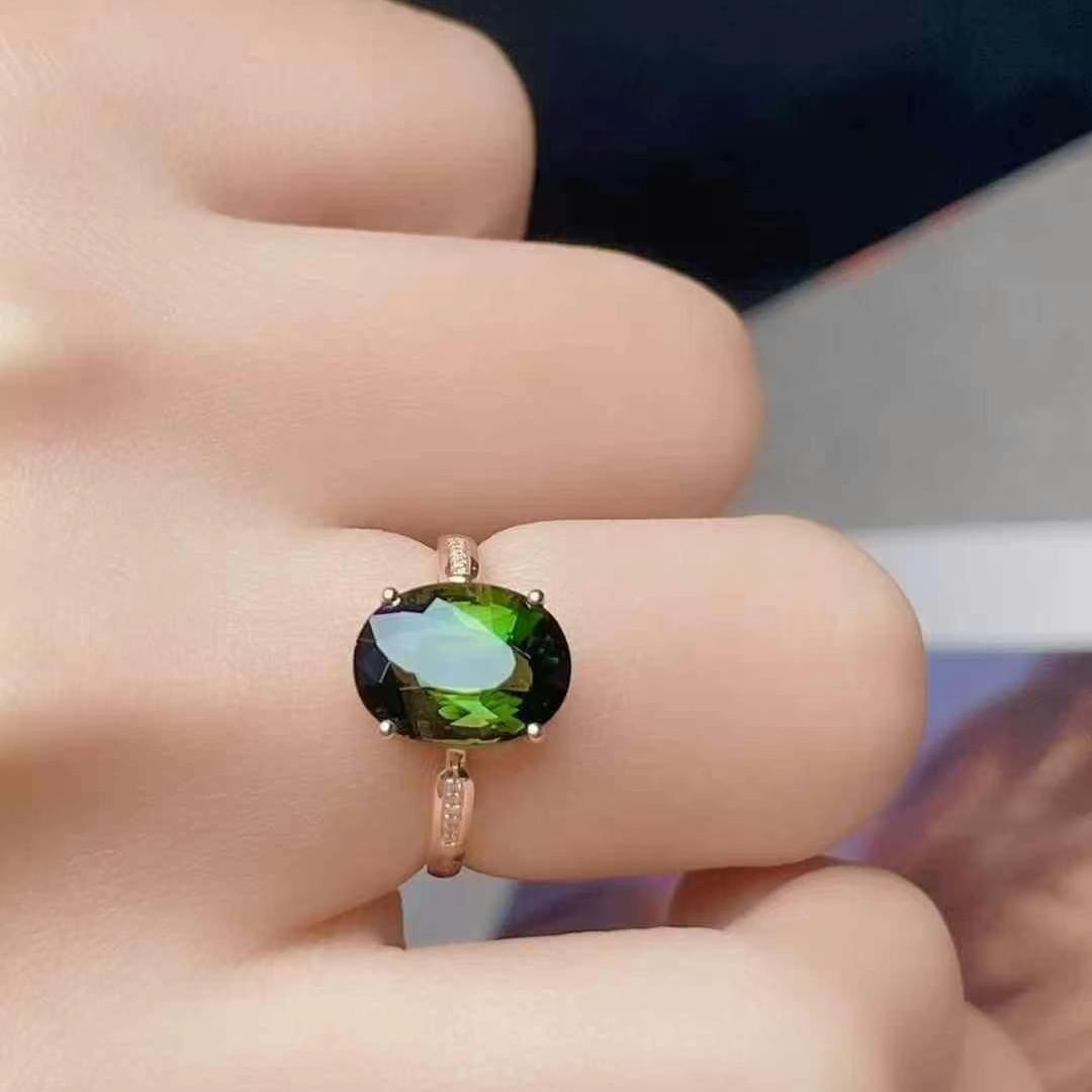 14k Gold 6.2 Ct Natural Tourmaline & Diamond Ring - 4