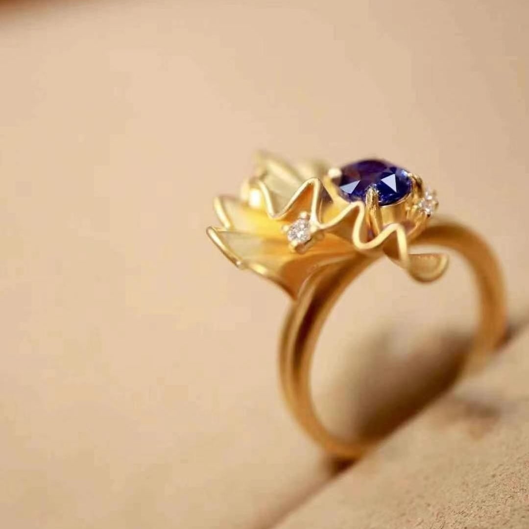 14k Gold 1.14 Ctw Natural Sapphire & Diamond Ring - 4