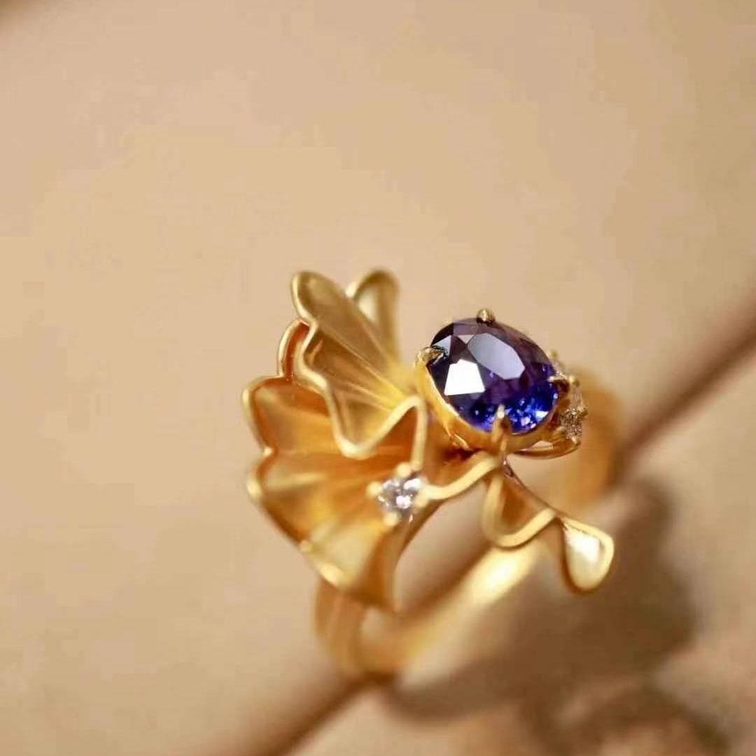 14k Gold 1.14 Ctw Natural Sapphire & Diamond Ring - 5