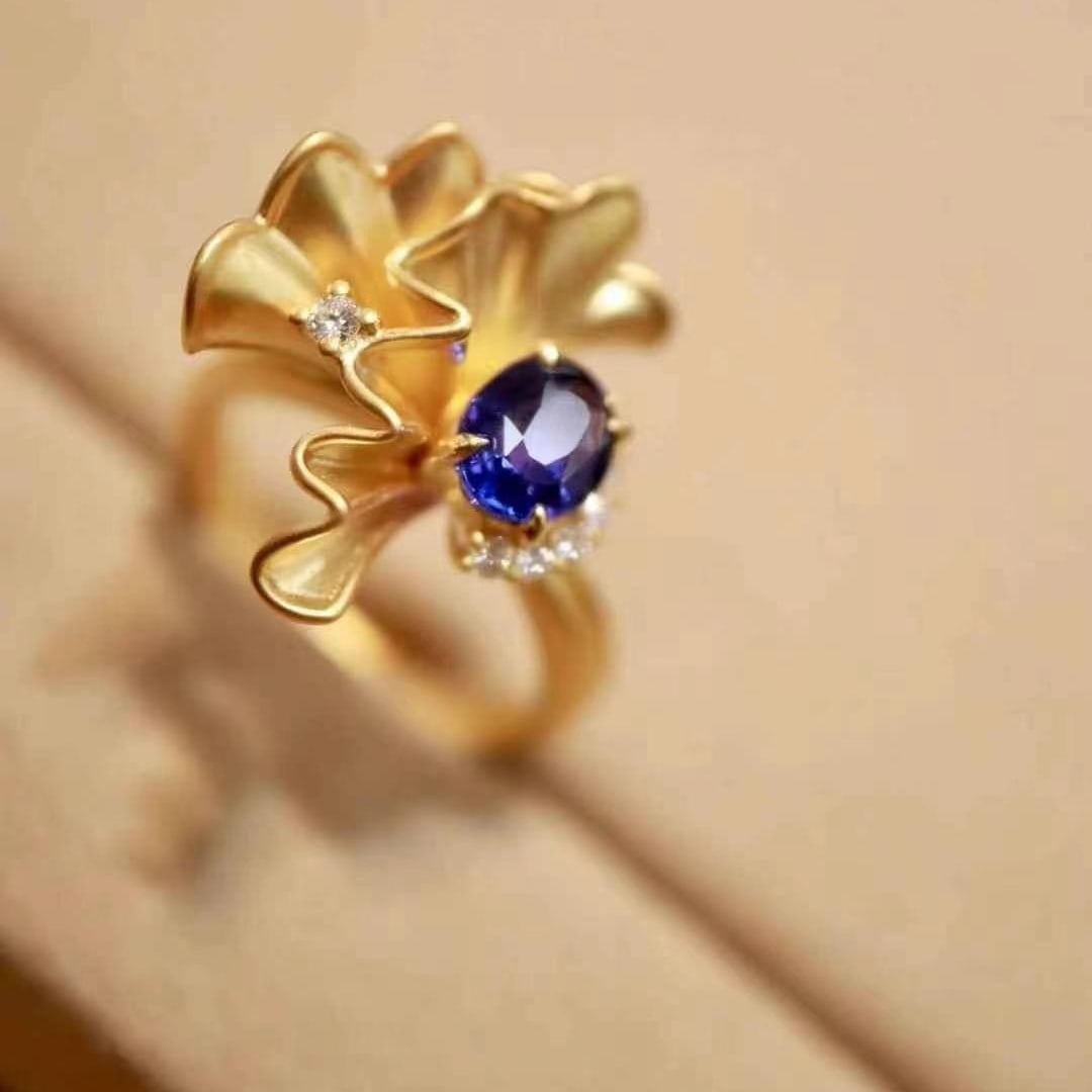 14k Gold 1.14 Ctw Natural Sapphire & Diamond Ring - 6