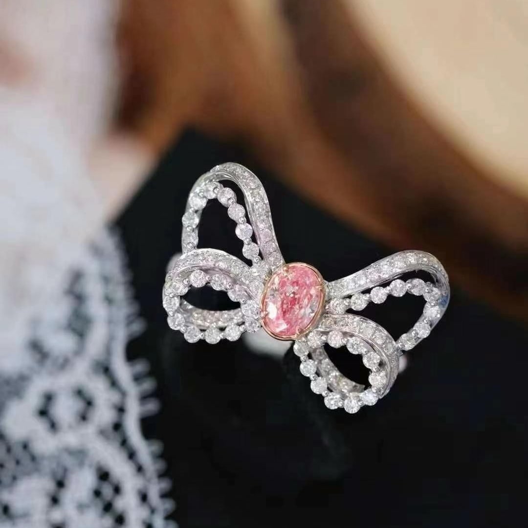 14k Gold 0.86 Ctw Natural Pink Diamond & Diamond Ring/pendant( Without Chain ): Ref:230949190 // gold content:14k gold // ring size:7. 25us // // main gemstone:pink diamond // shape:oval // carat weight:0. 41ct // color:pink // treatment:natural // // adjacent gemstone 2 : diamon