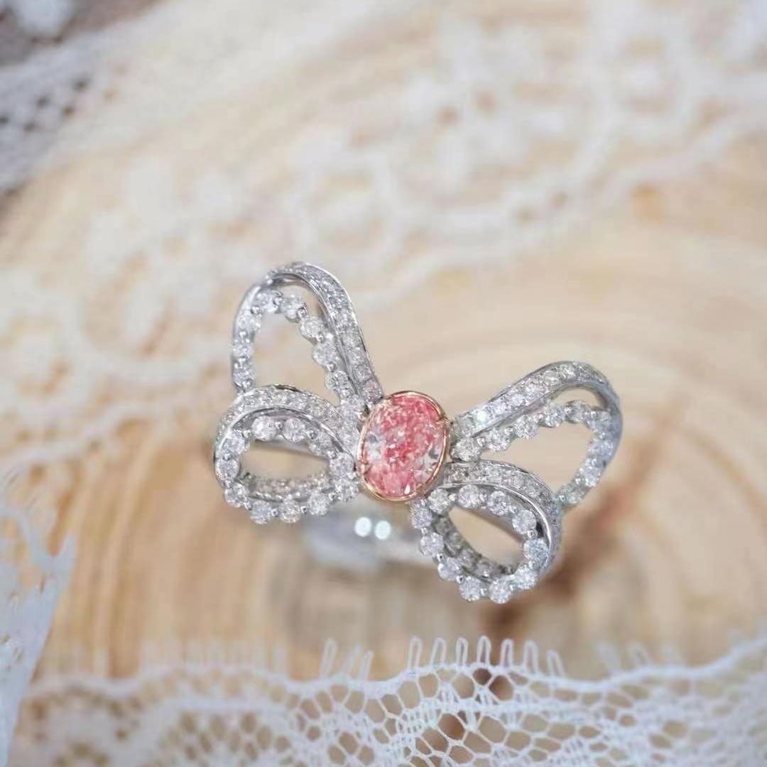 14k Gold 0.86 Ctw Natural Pink Diamond & Diamond Ring/pendant( Without Chain ) - 3