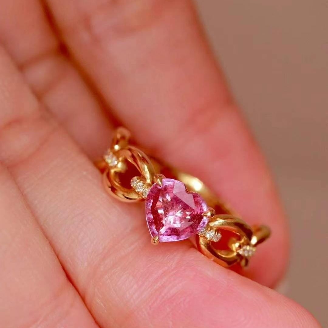 14k Gold 1.14 Ctw Natural Padparadscha Sapphire & Diamond Ring - 5