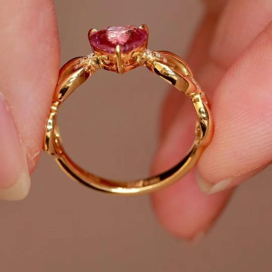 14k Gold 1.14 Ctw Natural Padparadscha Sapphire & Diamond Ring - 7
