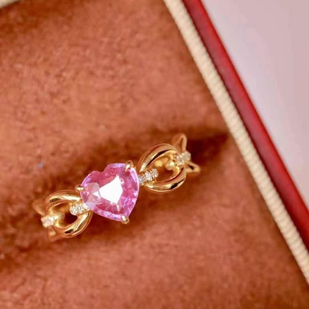 14k Gold 1.14 Ctw Natural Padparadscha Sapphire & Diamond Ring - 8