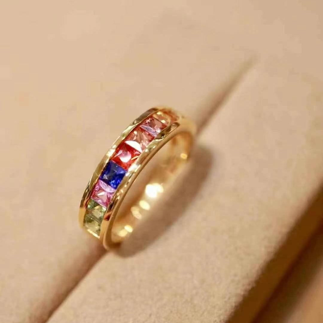 14k Gold 1.29 Ct Natural Sapphire Ring: Ref:230949196 // gold content:14k gold // ring size:7. 25us // // main gemstone:sapphire // shape:princess // carat weight:1. 29ct // color:color // treatment:natural // Condition: NewLow Estimate: