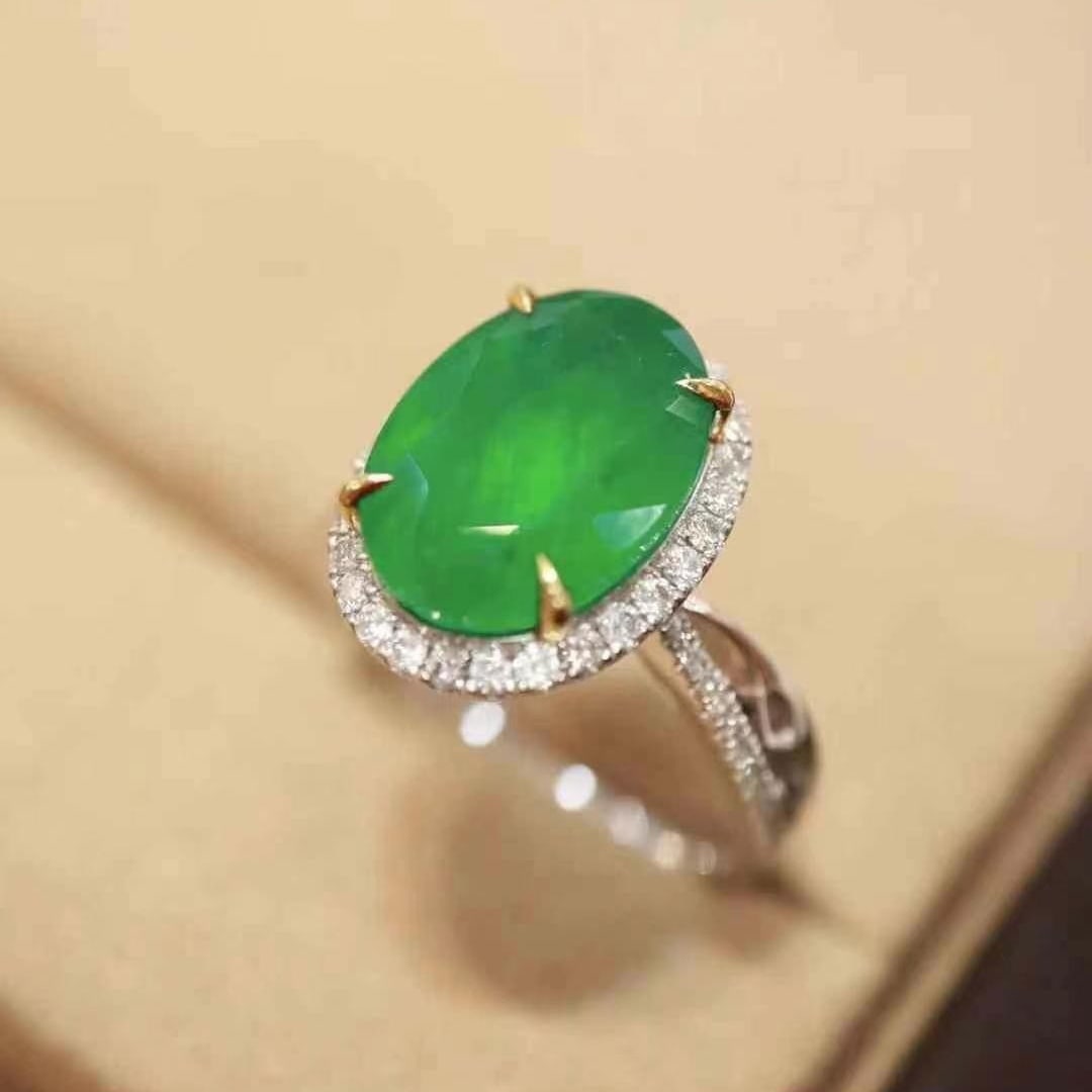 14k Gold 5.05 Ctw Vivid Green Natural Emerald & Diamond Ring - 5