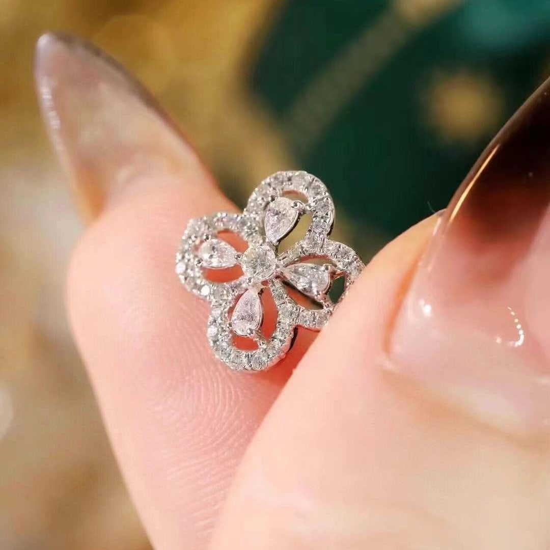 14k Gold 0.8 Ct Natural H Diamond Earrings - 2