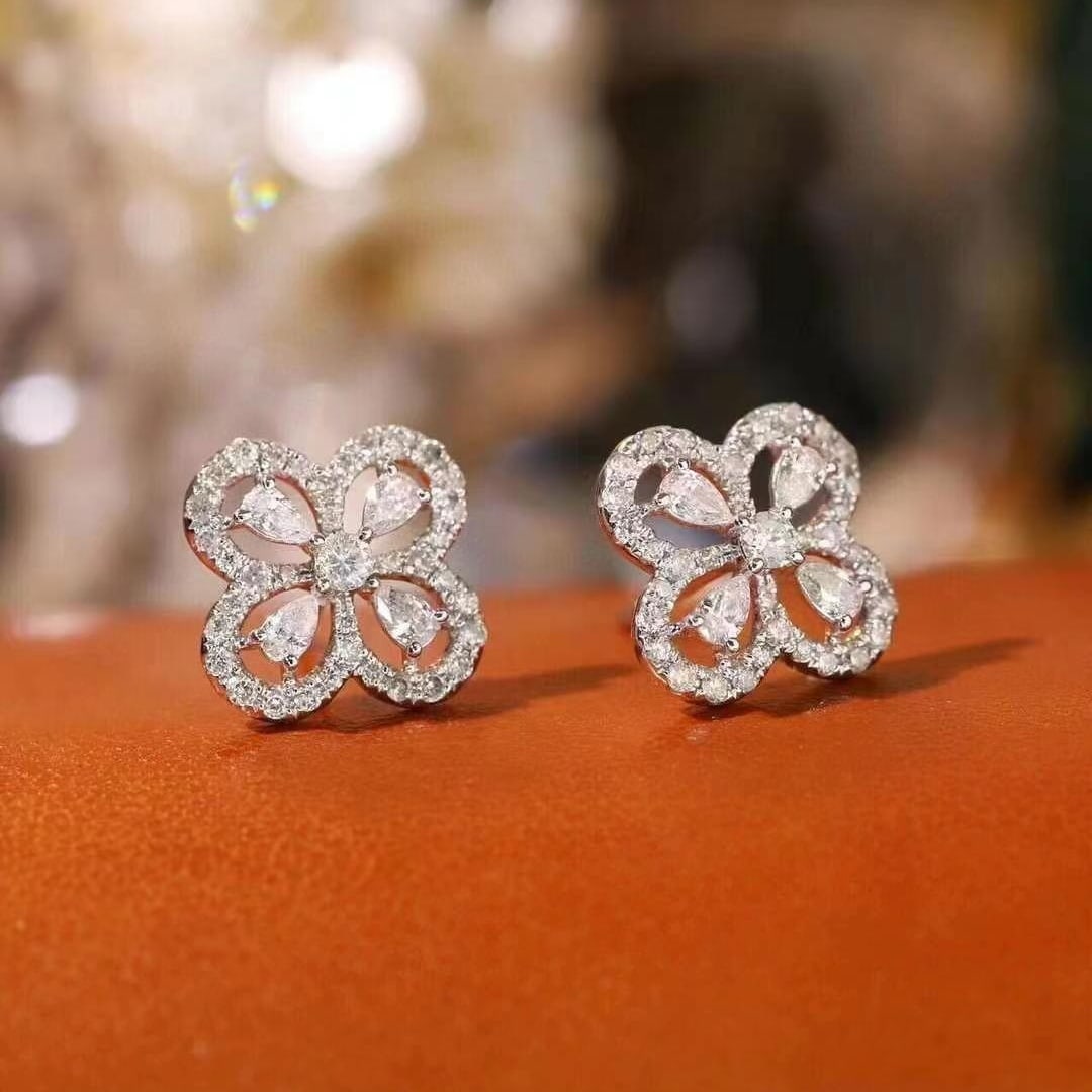 14k Gold 0.8 Ct Natural H Diamond Earrings - 4