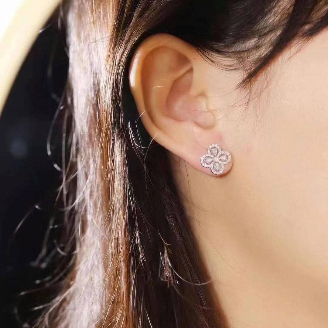 14k Gold 0.8 Ct Natural H Diamond Earrings - 6