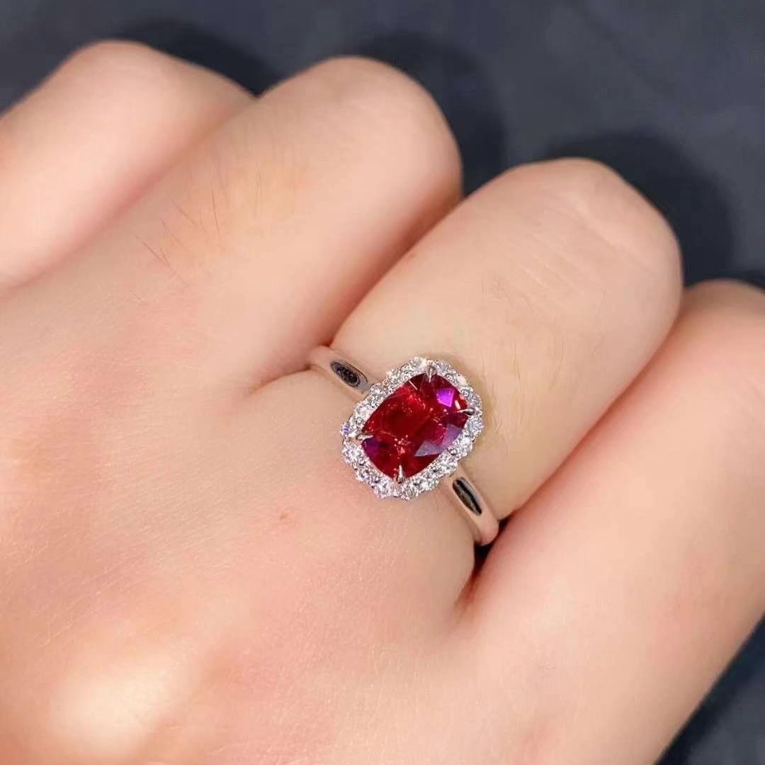 14k Gold 1.25 Ctw Natural Spinel & Diamond Ring - 4