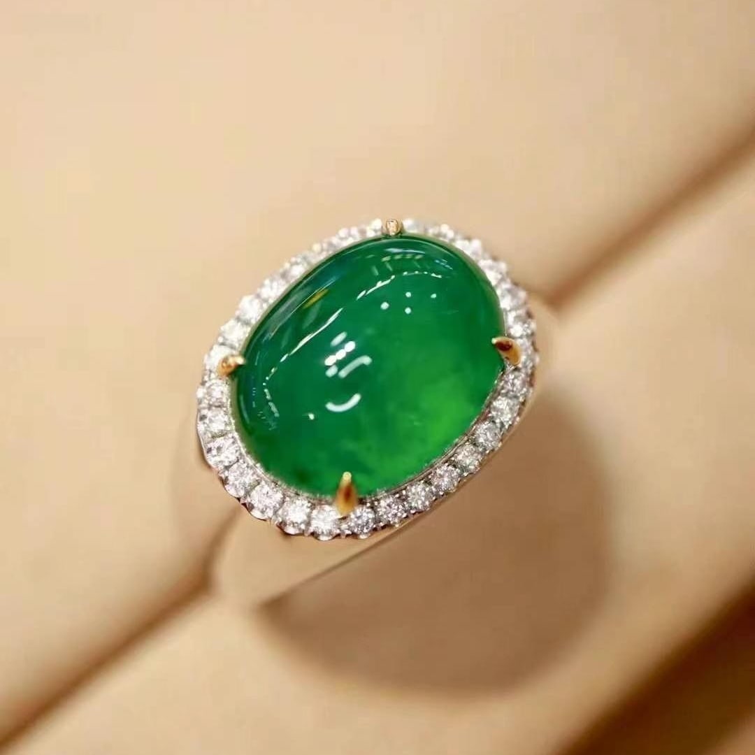 14k Gold 7.65 Ctw Natural Emerald & Diamond & Men¡¯s Ring - 2