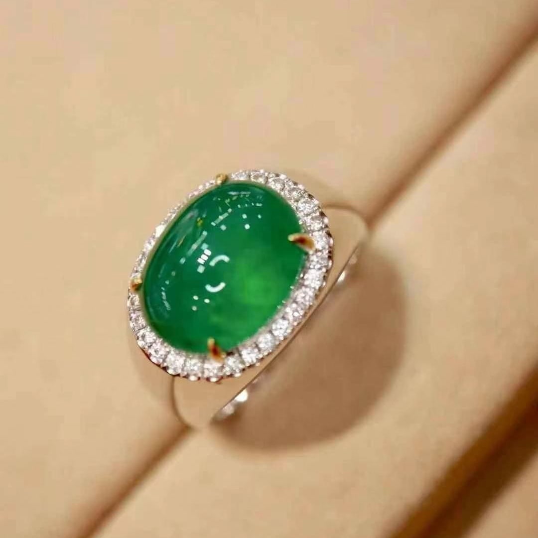 14k Gold 7.65 Ctw Natural Emerald & Diamond & Men¡¯s Ring - 8