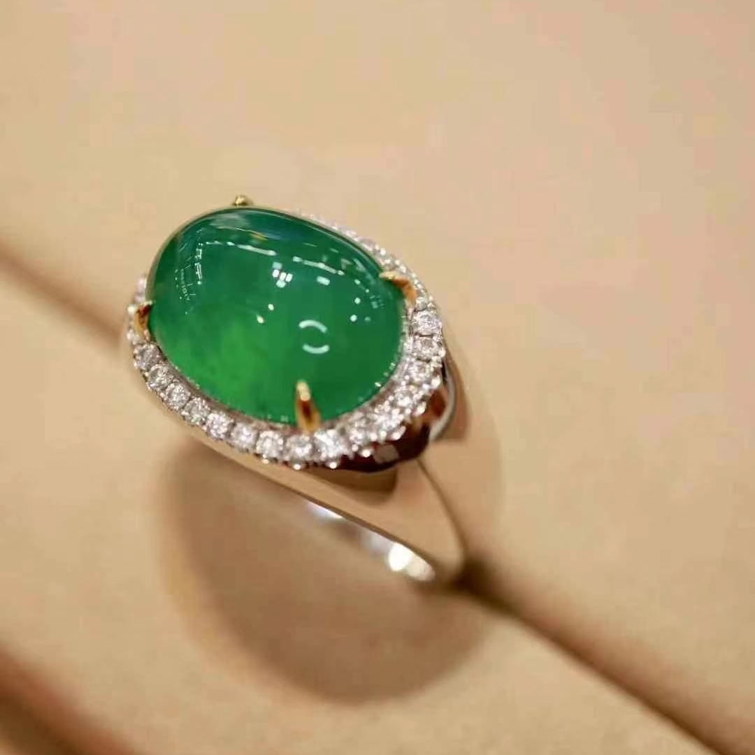 14k Gold 7.65 Ctw Natural Emerald & Diamond & Men¡¯s Ring - 9