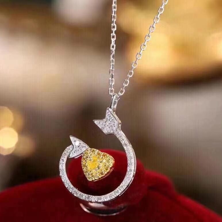 14k Gold 0.5 Ct Natural Color Diamond Necklace - 4