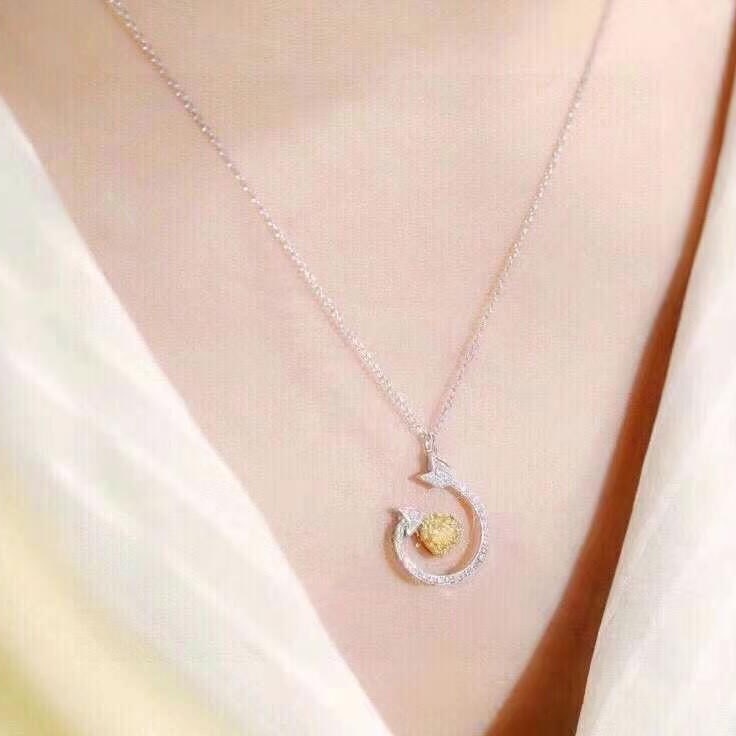 14k Gold 0.5 Ct Natural Color Diamond Necklace - 6