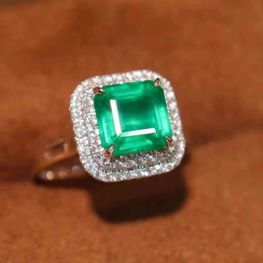 14k Gold 2.37 Ct Natural Emerald & Diamond Ring/pendant( Without Chain ): Ref:230949216 // gold content:14k gold // ring size:7. 25us // // main gemstone:emerald // shape:octagonal // carat weight:2. 37ct // color:green // treatment:natural // // adjacent gemstone 2 : diamo