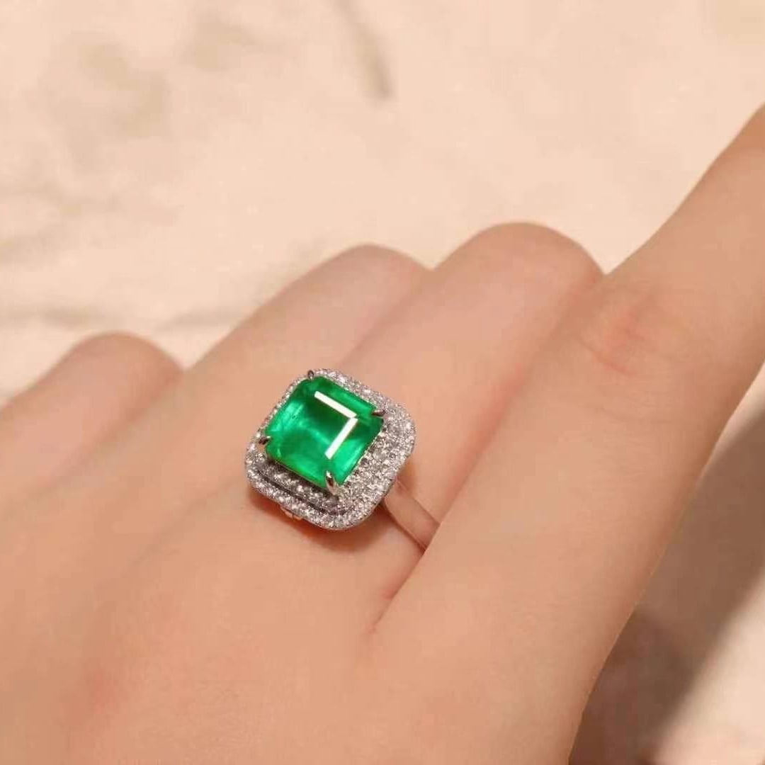 14k Gold 2.37 Ct Natural Emerald & Diamond Ring/pendant( Without Chain ) - 4