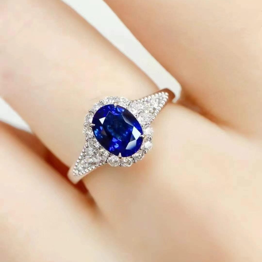 14k Gold 1.45 Ctw Natural Sapphire & Diamond Ring - 5