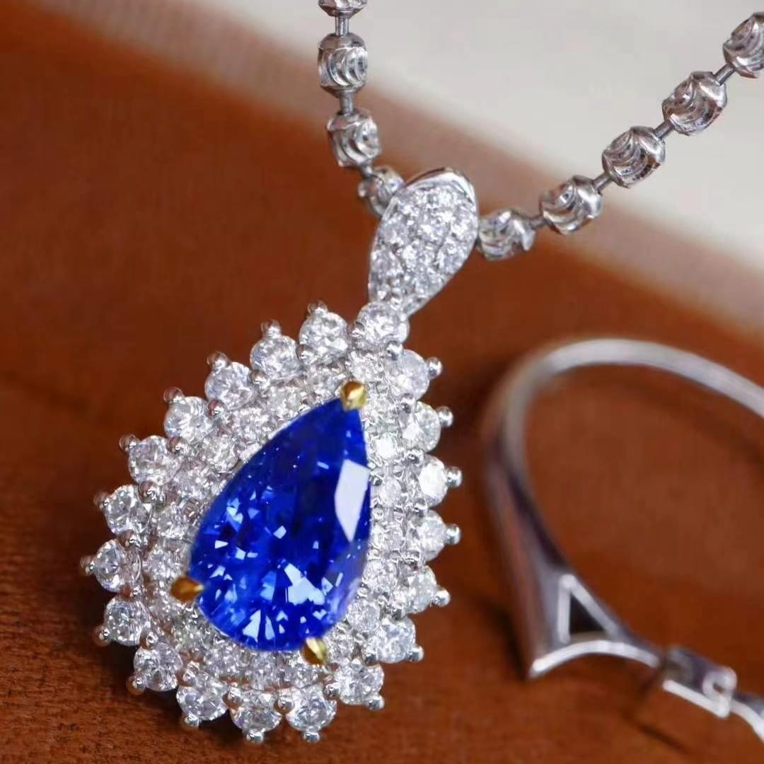 14k Gold 1.89 Ctw Natural Sapphire & Diamond Ring/pendant( Without Chain ) - 4