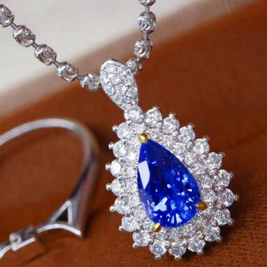 14k Gold 1.89 Ctw Natural Sapphire & Diamond Ring/pendant( Without Chain ) - 5