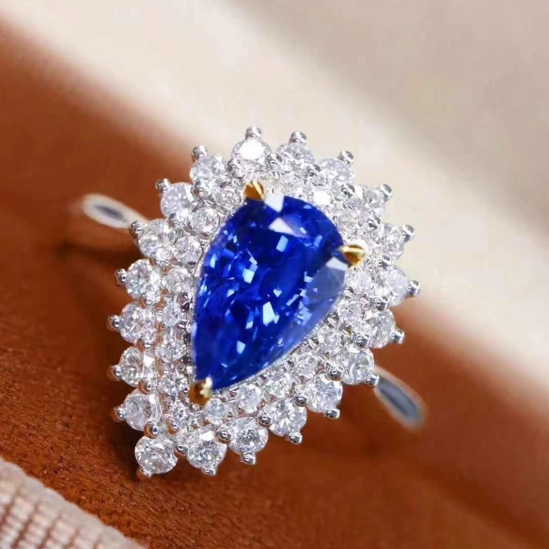 14k Gold 1.89 Ctw Natural Sapphire & Diamond Ring/pendant( Without Chain ) - 7