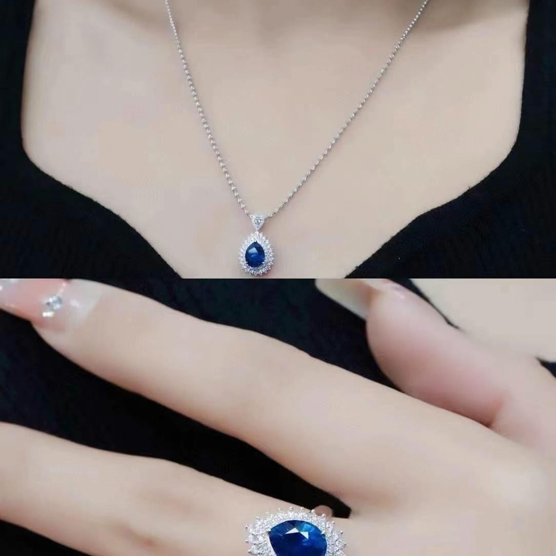 14k Gold 2.22 Ctw Natural Sapphire & Diamond Ring/pendant( Without Chain ) - 4