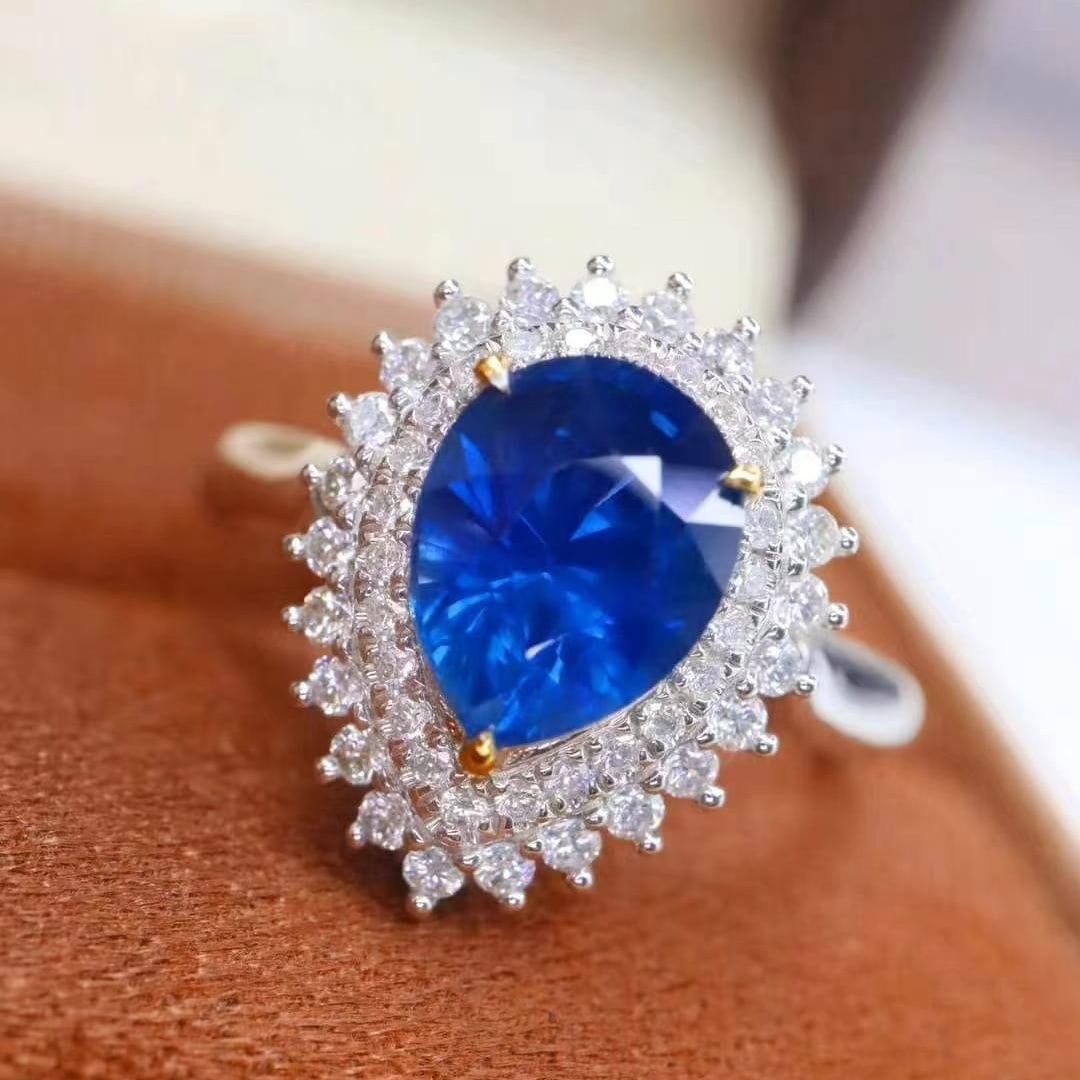 14k Gold 2.22 Ctw Natural Sapphire & Diamond Ring/pendant( Without Chain ) - 5