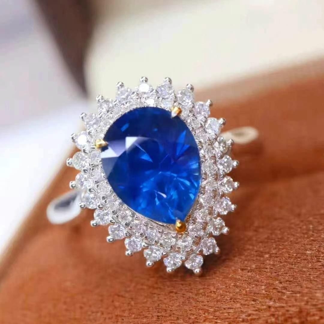 14k Gold 2.22 Ctw Natural Sapphire & Diamond Ring/pendant( Without Chain ) - 7