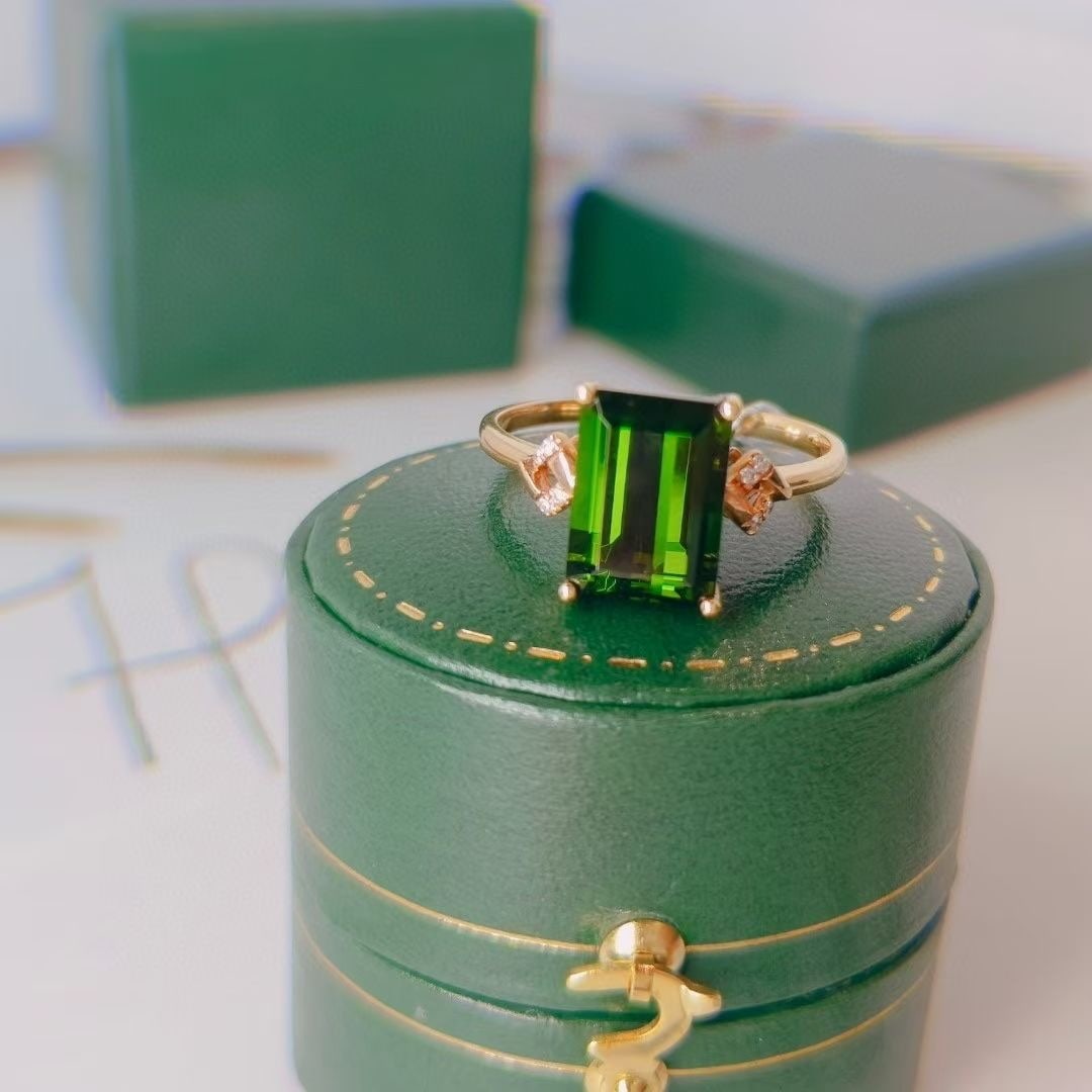 14k Gold 3.27 Ct Natural Tourmaline & Diamond Ring - 4