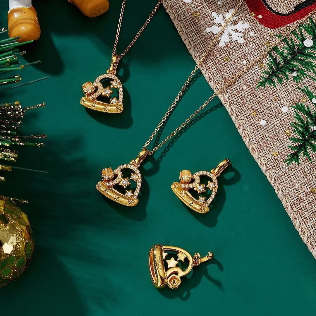 14k Gold 0.16 Ctw Natural Yellow Diamond & Diamond Necklace - 3