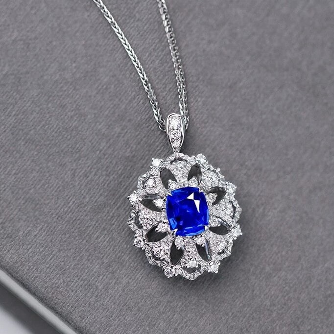 14k Gold 1 Ct Natural Sapphire & Diamond Ring/pendant( Without Chain ) - 2