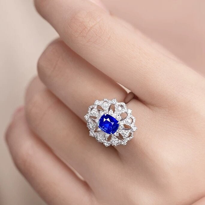 14k Gold 1 Ct Natural Sapphire & Diamond Ring/pendant( Without Chain ) - 4