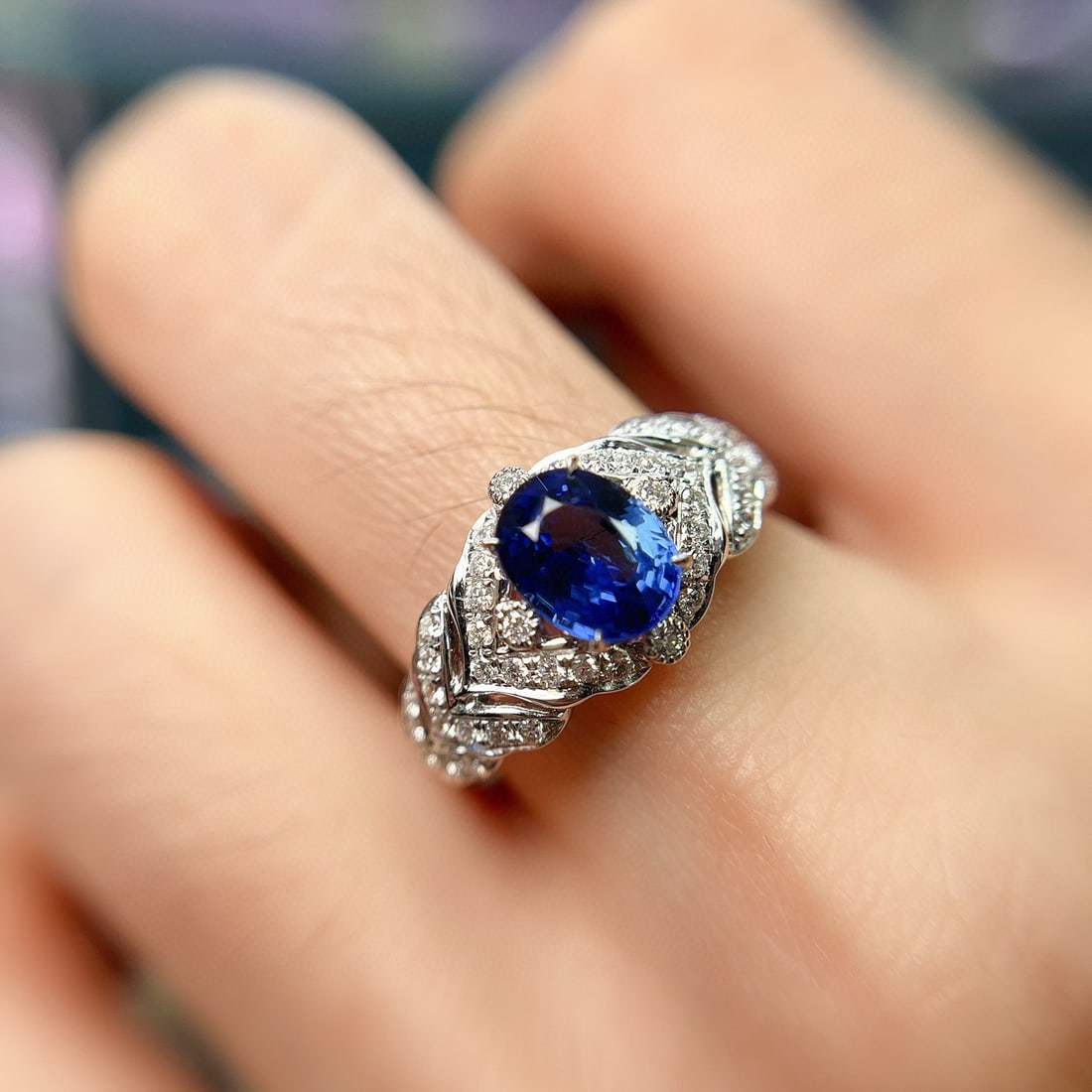 14k Gold 2.04 Ctw Natural Sapphire & Diamond Ring - 5