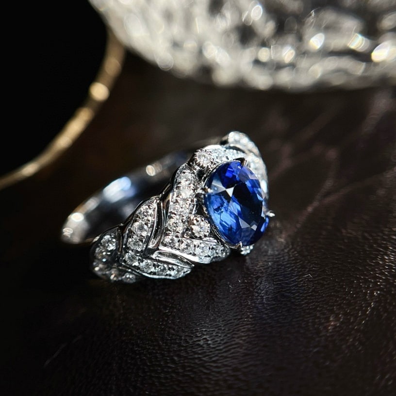 14k Gold 2.04 Ctw Natural Sapphire & Diamond Ring - 6