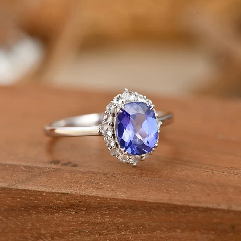 14k Gold 1.29 Ct Natural Tanzanite & Diamond Ring - 2