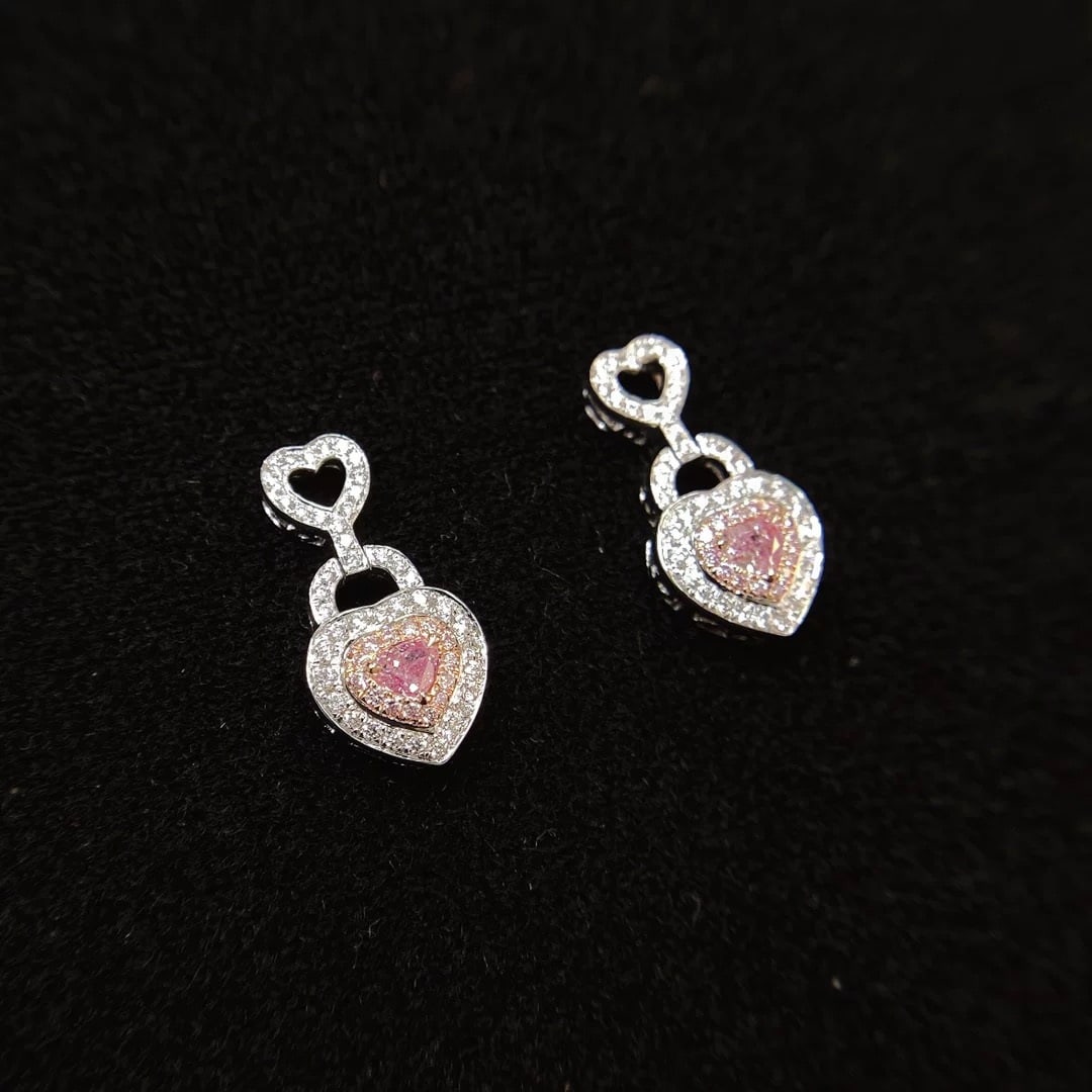 14k Gold 0.48 Ctw Natural Pink Diamond & Diamond Earrings - 3