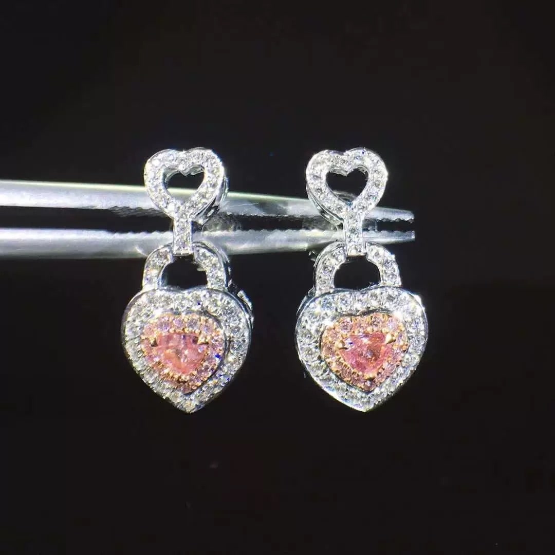 14k Gold 0.48 Ctw Natural Pink Diamond & Diamond Earrings - 4