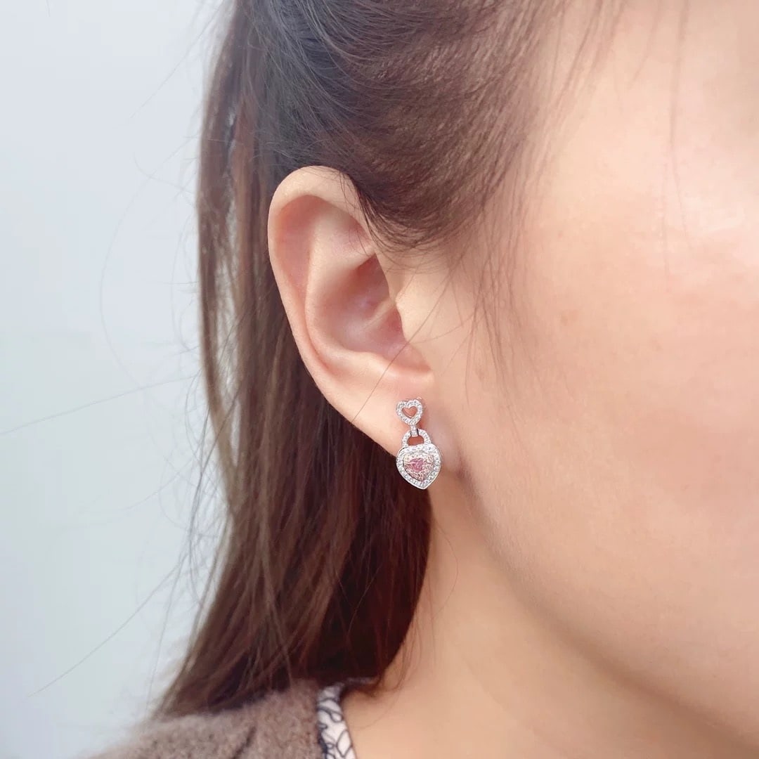 14k Gold 0.48 Ctw Natural Pink Diamond & Diamond Earrings - 5