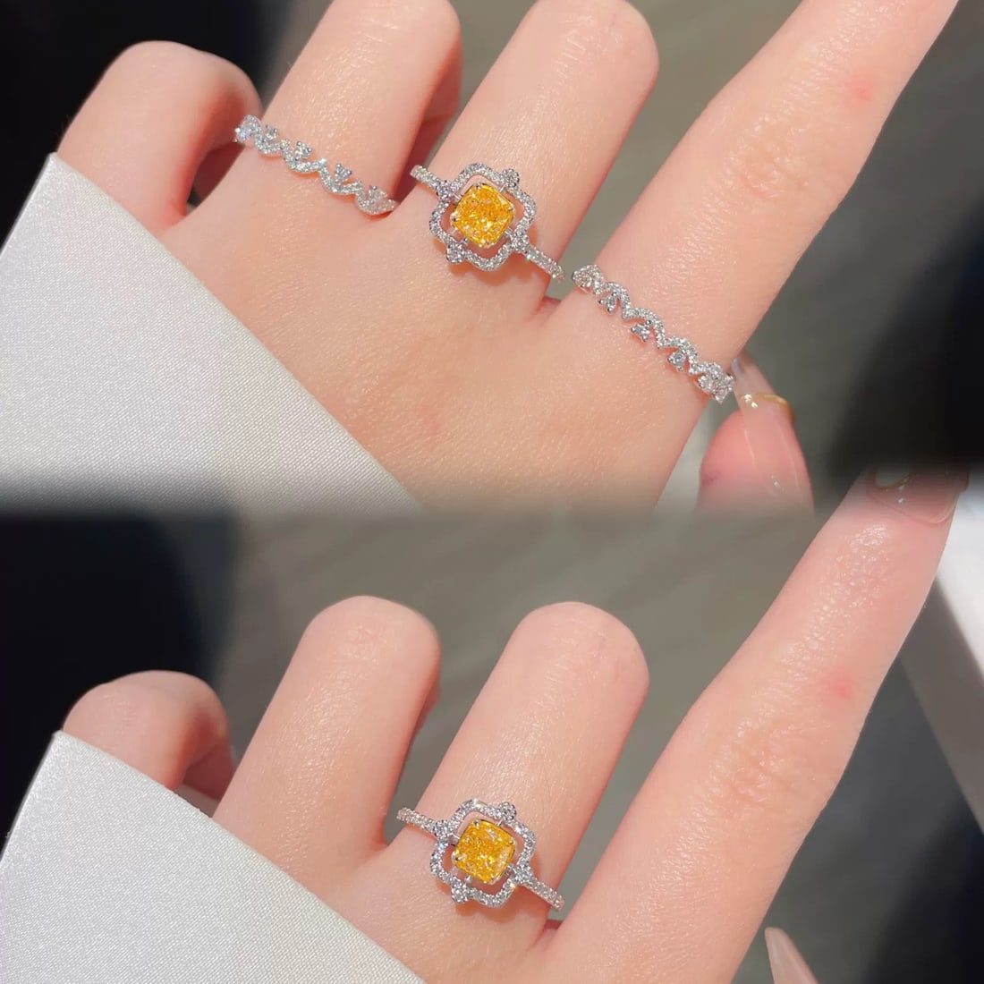 14k Gold 1.35 Ctw Natural Yellow Diamond & Diamond Ring - 5